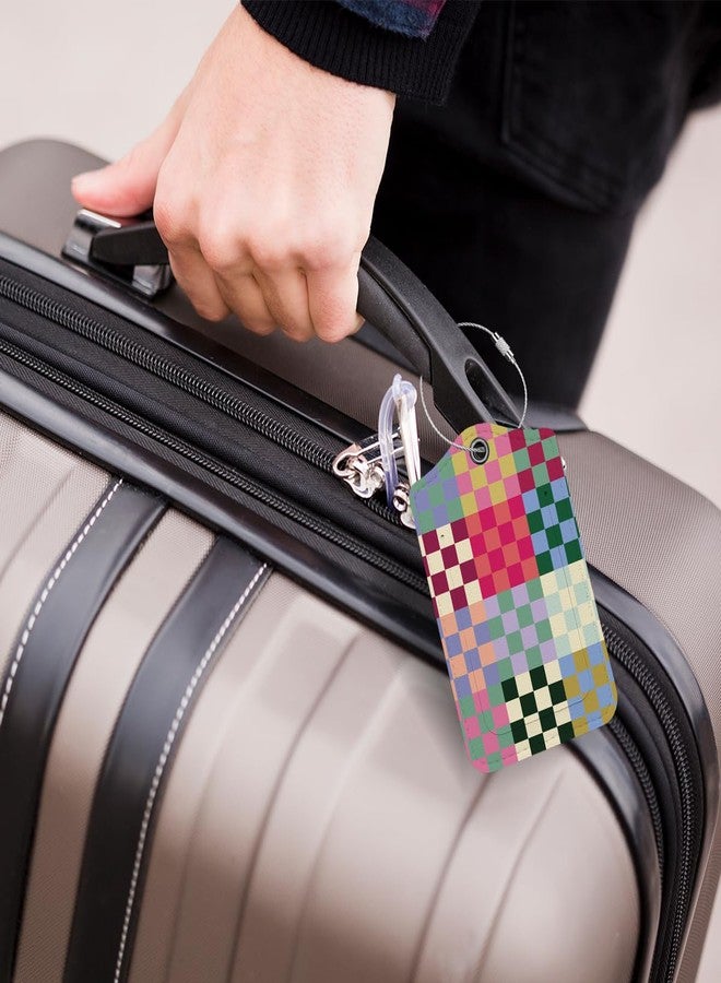 LARTSFRO Preppy Color Grid Luggage Tags for Suitcases, Groovy Luggage Tag, Back to School for Students, Trendy Girly 2 Pack Travel Luggage Tags, Teen Girls Gifts Suitcase Tags - Image 4